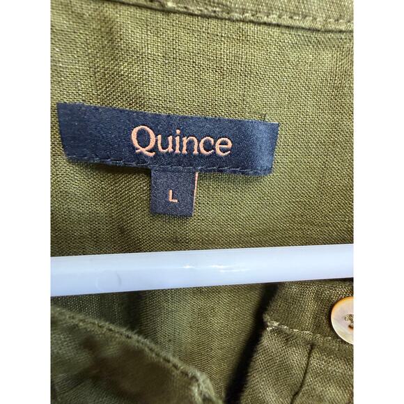 Quince European Linen Sleeveless Swing Mini Dress Martini Olive Sz L - Picture 9 of 11
